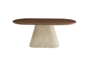 Table à manger - Effet Travertin et Noyer - Ourlet