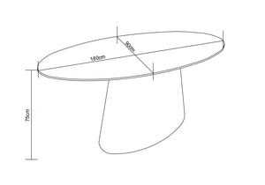 Table à manger - Plateau céramique - Pied Effet Travertin ou Noyer - Ovo