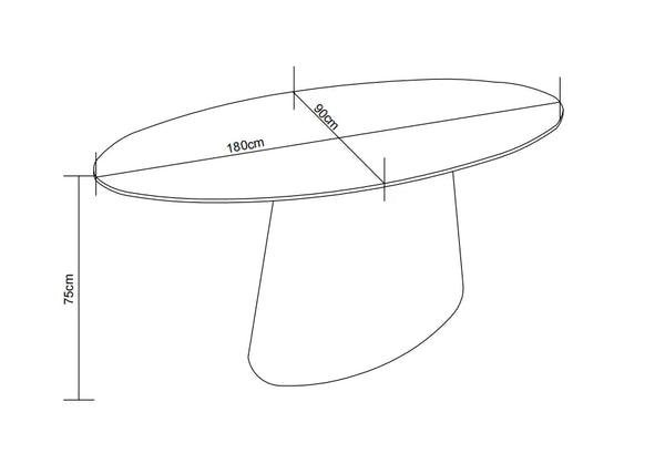 Table à manger - Plateau céramique - Pied Effet Travertin ou Noyer - Ovo