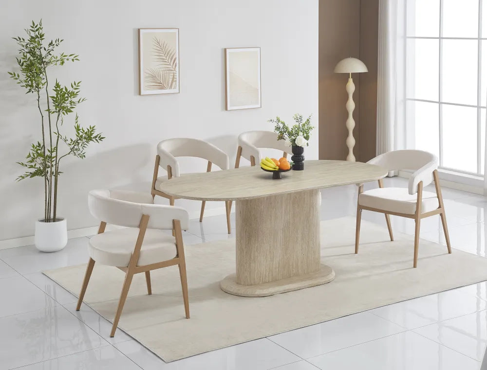 Table à manger – Effet travertin mat - Loka