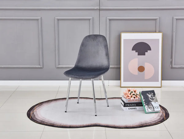 Chaise salle à manger - Tissu velours – Pied métal ( noir / chromé / or )- Lot de 2 / 4 /6 – Scandinave