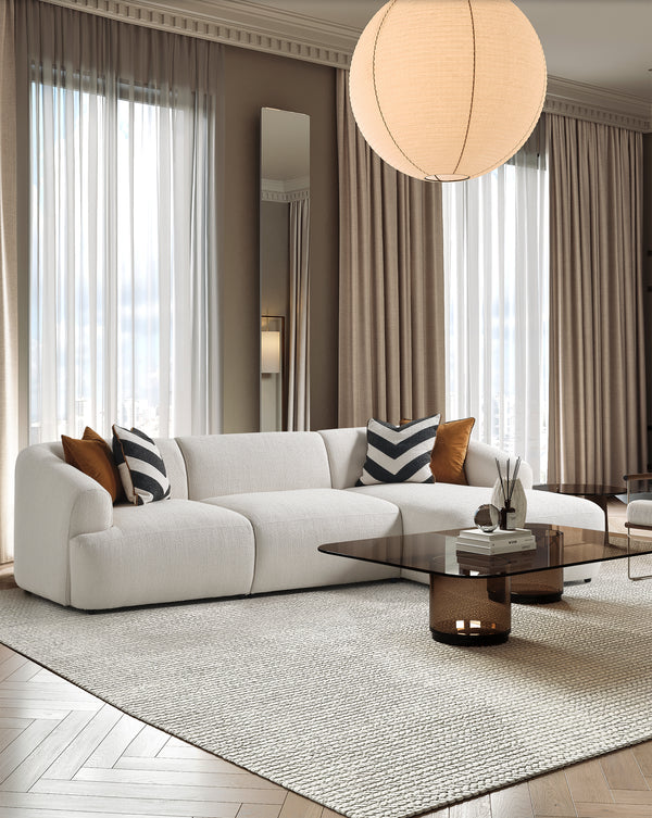 Canapé d’angle - Tissu velours ou laine bouclée - Porto