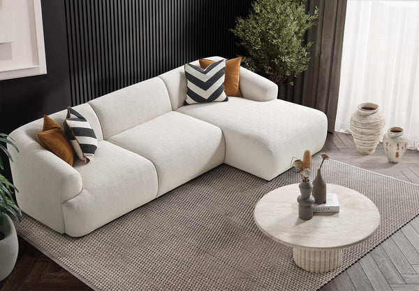 Canapé d’angle - Tissu velours ou laine bouclée - Porto