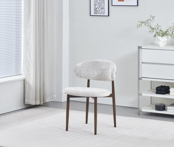 Chaise salle à manger – tissu Marbella - pied effet noyer grain – Lot de 2 / 4 – Lucile