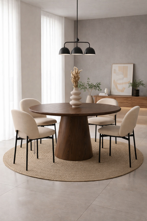 Table à manger - Effet Noyer - Ronde - Krizia