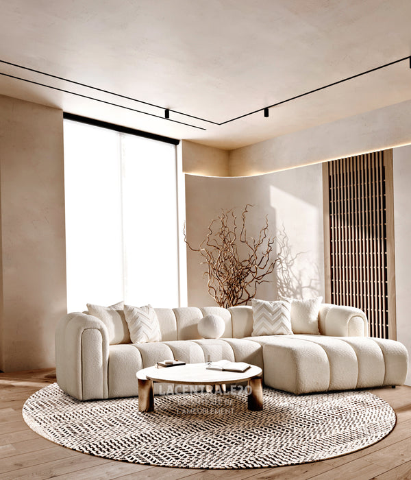 Canapé d’angle – Tissu laine bouclée - Carmelo