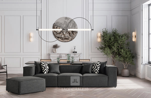 Canapé Modulable - Tissu velours, laine bouclée ou lin - Modulés 3+1 – Celia