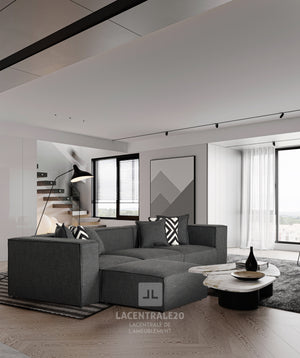 Canapé Modulable - Tissu velours, laine bouclée ou lin - Modulés 3+1 – Celia