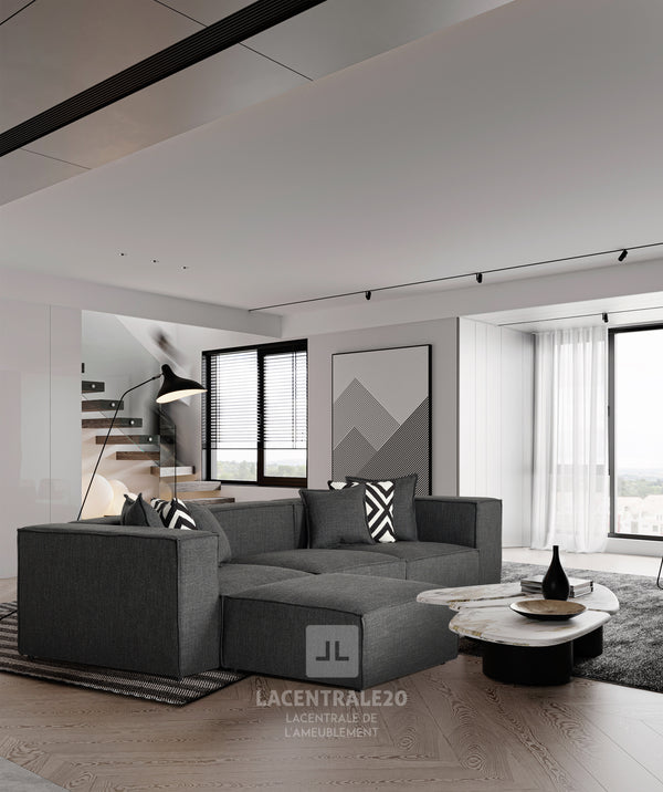 Canapé Modulable - Tissu velours, laine bouclée ou lin - Modulés 3+1 – Celia