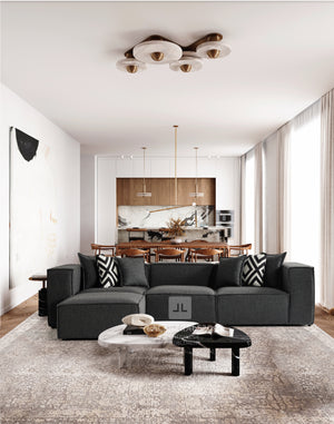 Canapé Modulable - Tissu velours, laine bouclée ou lin - Modulés 3+1 – Celia