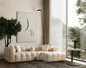 Canapé d’angle – Tissu laine bouclée – Carmen