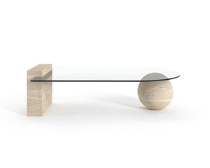 Table basse - Travertin - Plateau vitré - Billie