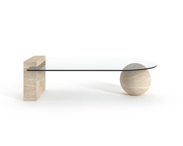 Table basse - Travertin - Plateau vitré - Billie