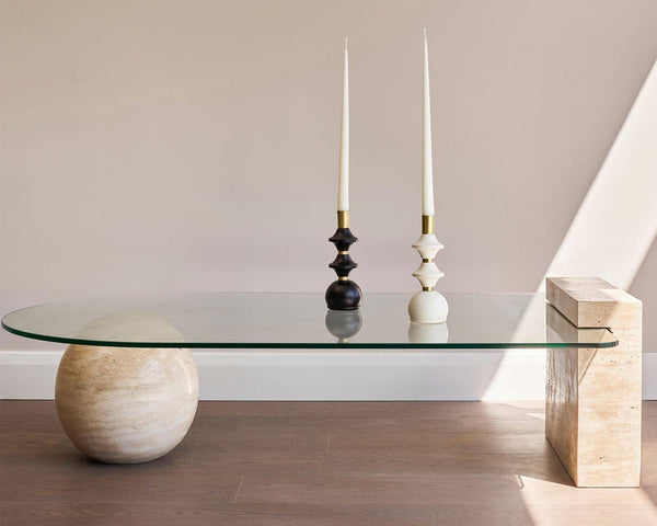 Table basse - Travertin - Plateau vitré - Billie