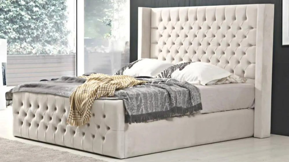 Cadre de lit - Tissu clouté - Bianca