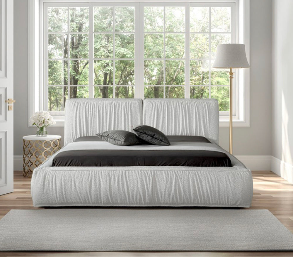 Lit coffre - Tissu laine bouclée - Harmonie